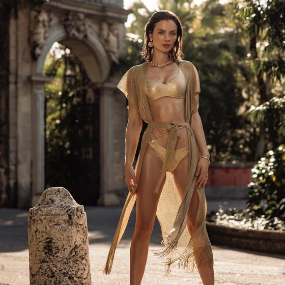 Luli Fama Shimmering Gold Cover Up - Picture 2 of 7